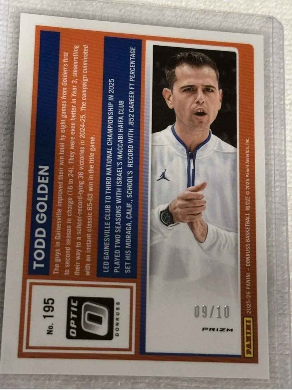 2025-26 Panini Donruss - Optic Todd Golden #195 Gold Prizm /10 - TRUE GOLD